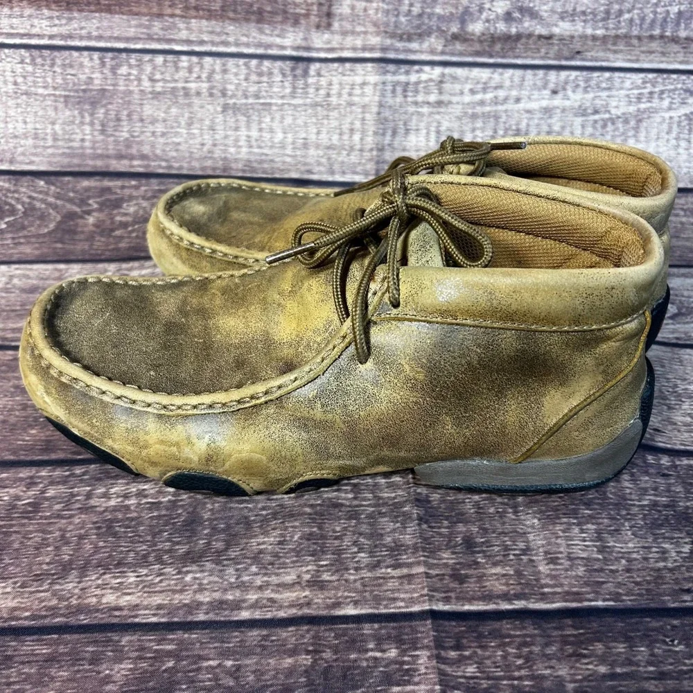 Twisted X Mens Driving Moc Chukka Boots Distressed Brown Leather WDM0001 8.5M